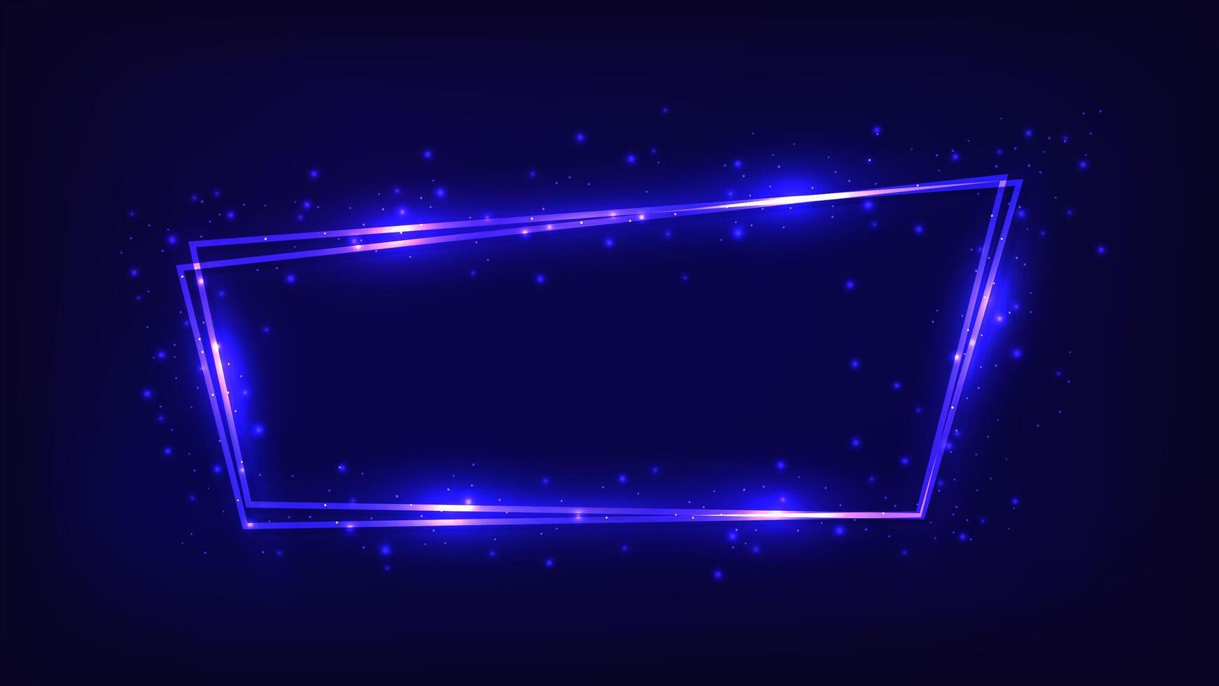 Neon double frame with shining effects vector