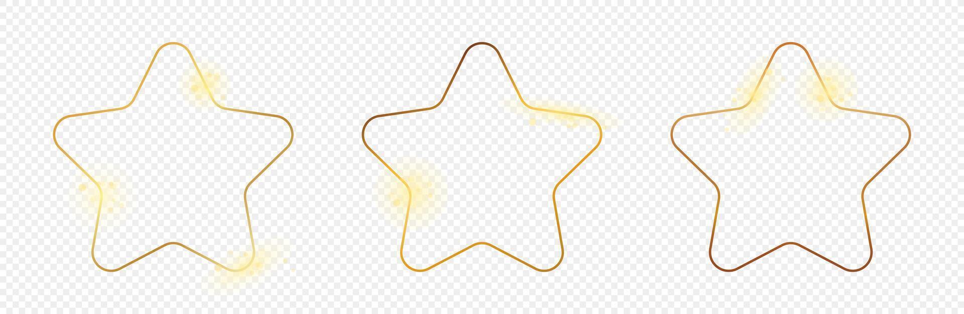 Gold glowing rounded star shape frame vector