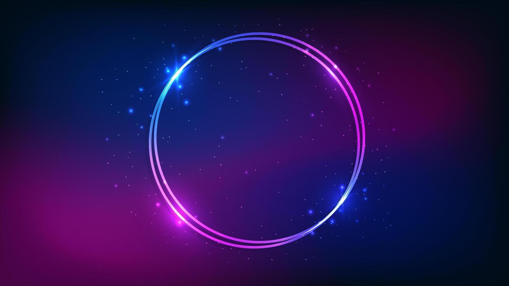 Neon double round frame vector