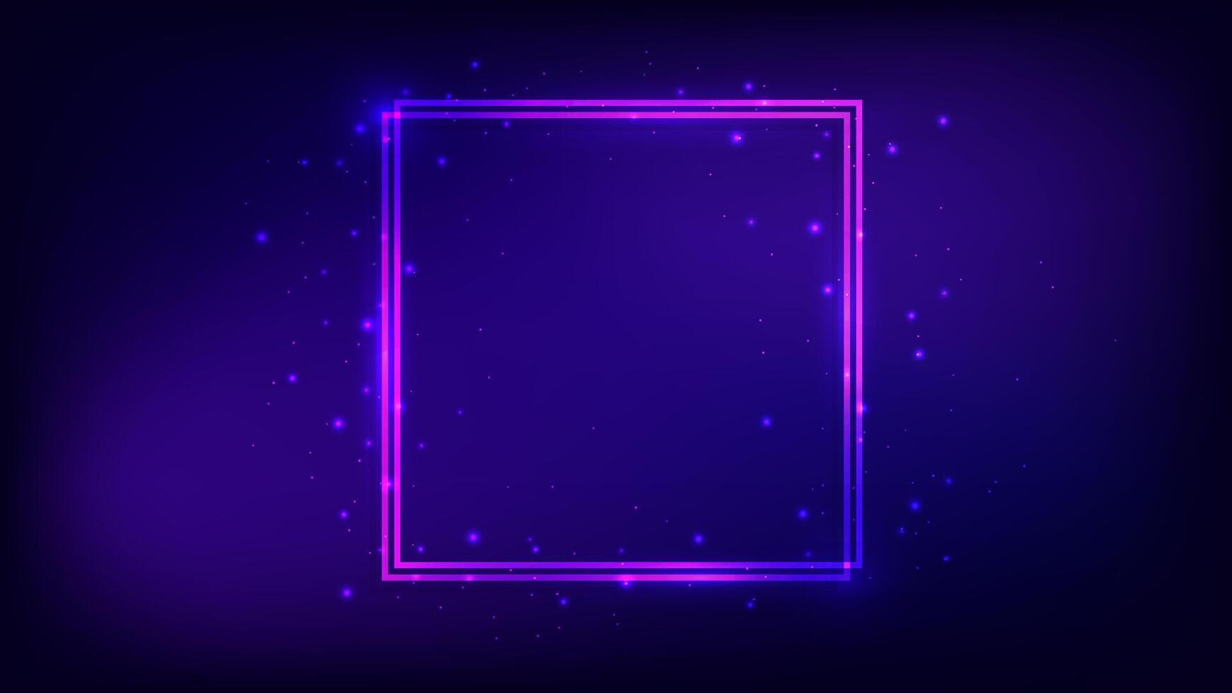 Neon double square frame vector