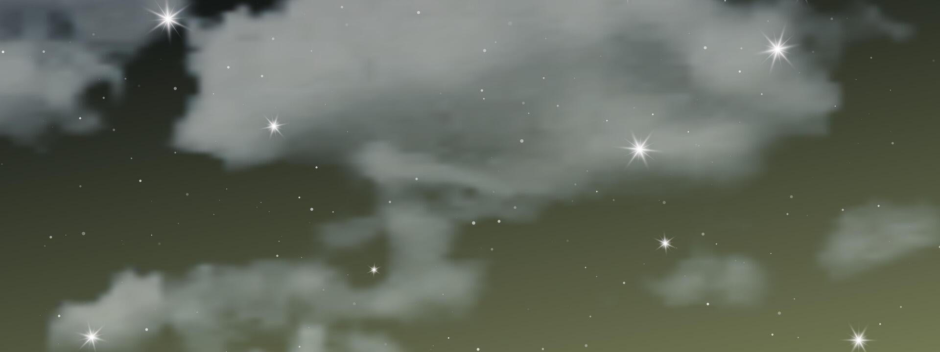 noche cielo con nubes y muchos estrellas vector