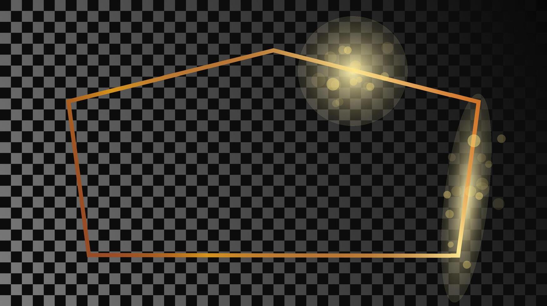 oro brillante tetragon forma marco aislado en oscuro antecedentes. brillante marco con brillante efectos vector ilustración.