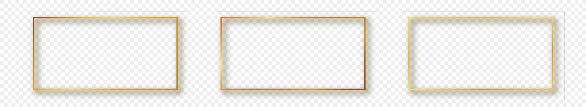 Gold glowing rectangular shape frame vector