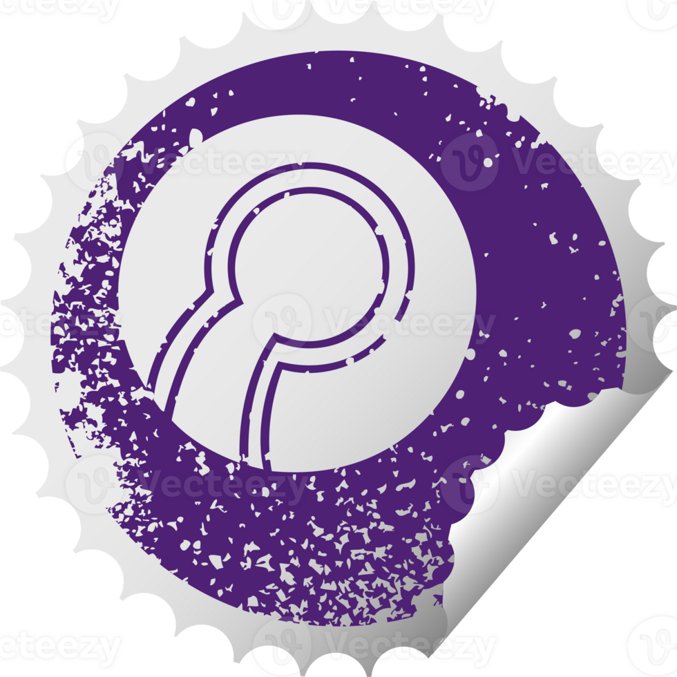 distressed circular peeling sticker symbol of a bowl ball png