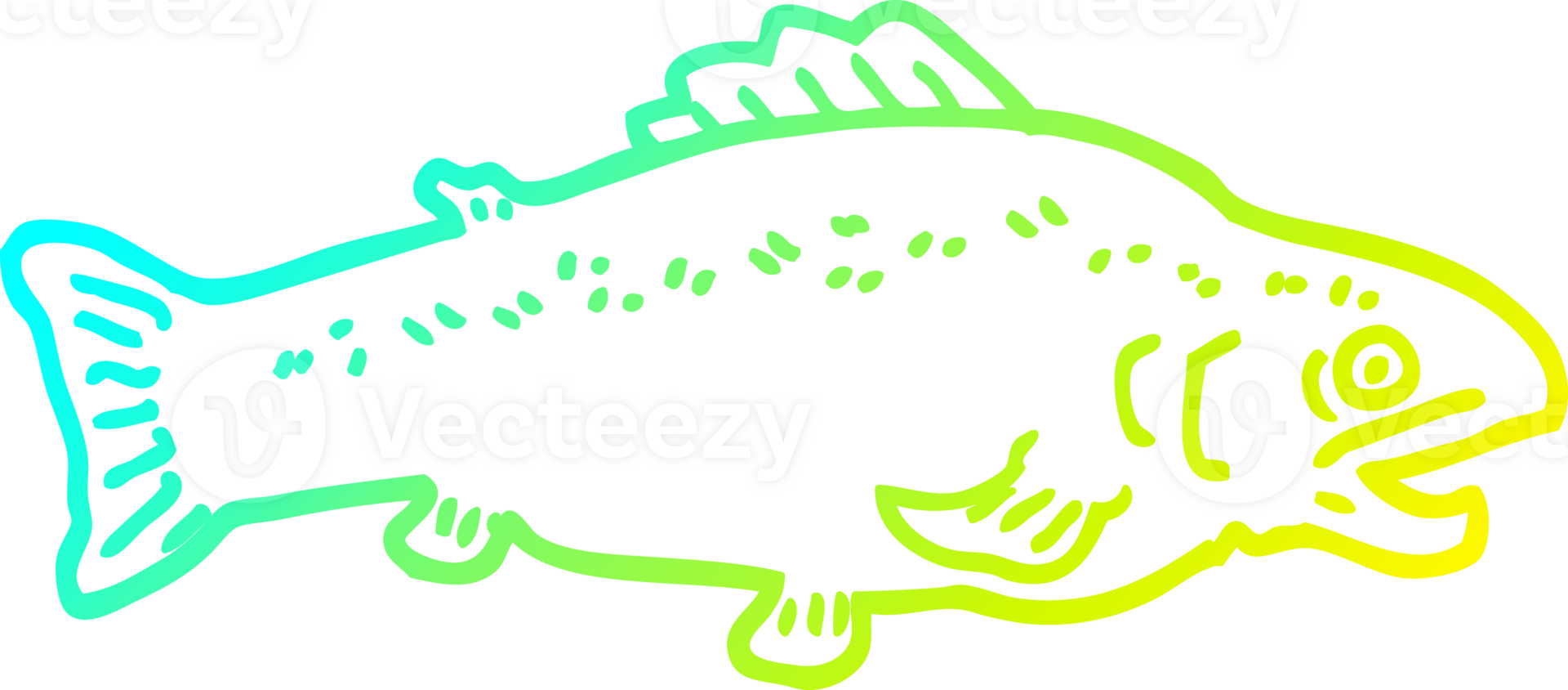 cold gradient line drawing of a cartoon large fish png
