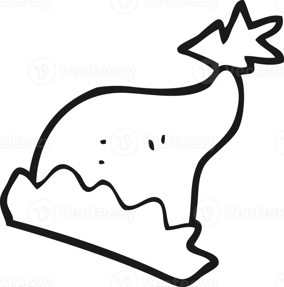 hand drawn black and white cartoon santa hat png
