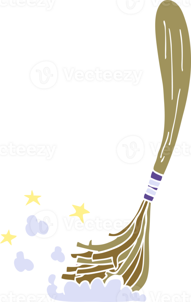 cartoon doodle magic broom png