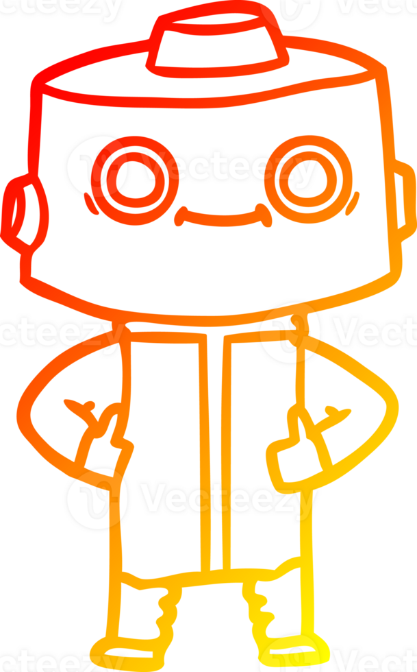 warm gradient line drawing of a cartoon robot png