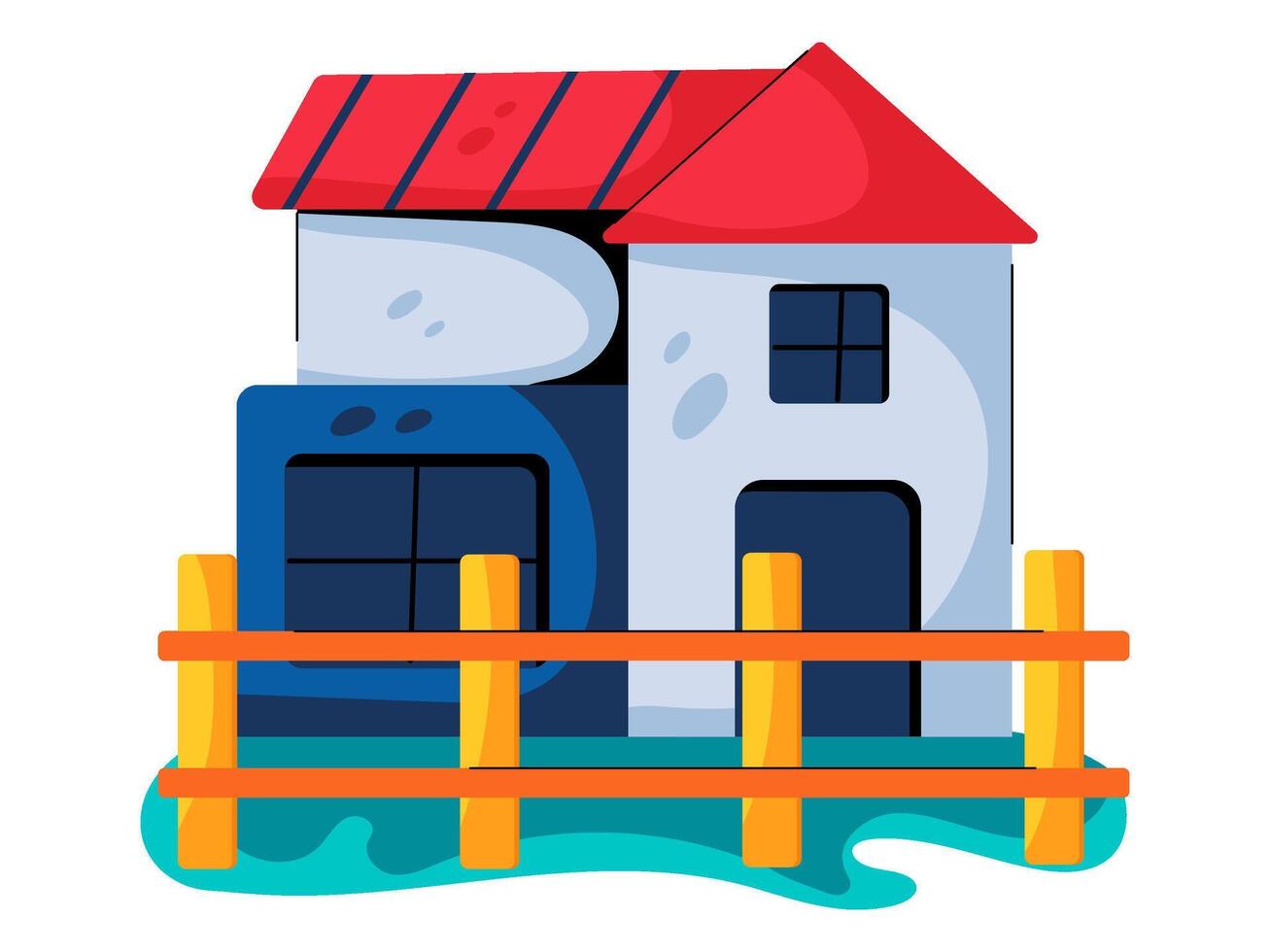 building house design with modern illustration concept style for badge farm agriculture sticker illustration vector