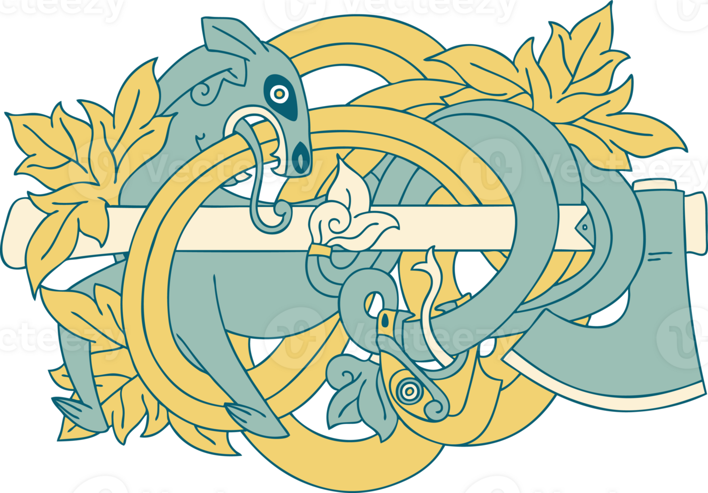 iconic tattoo style image of medieval carving png