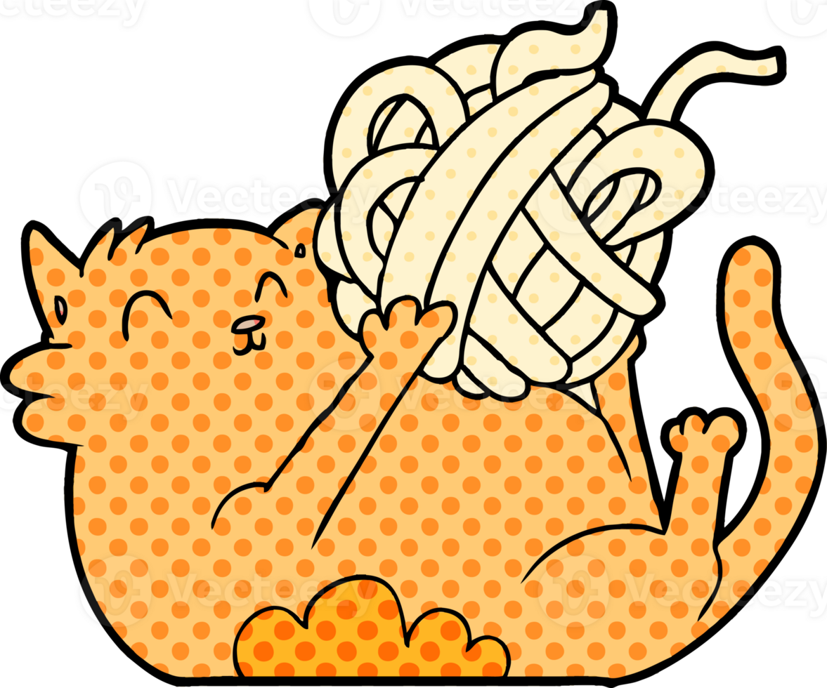 cartoon cat playing with ball of string png