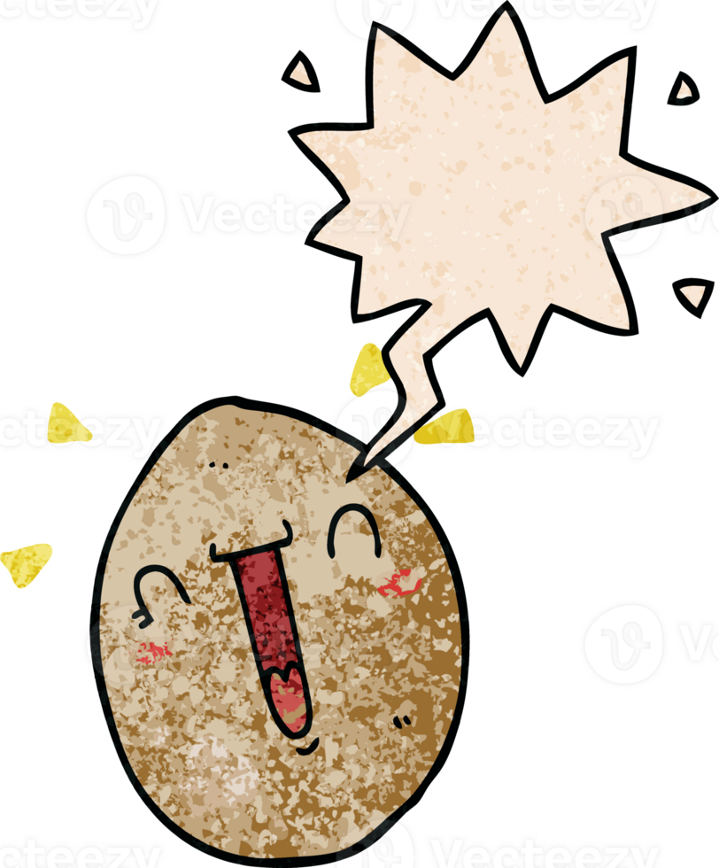 cartoon happy egg with speech bubble in retro texture style png