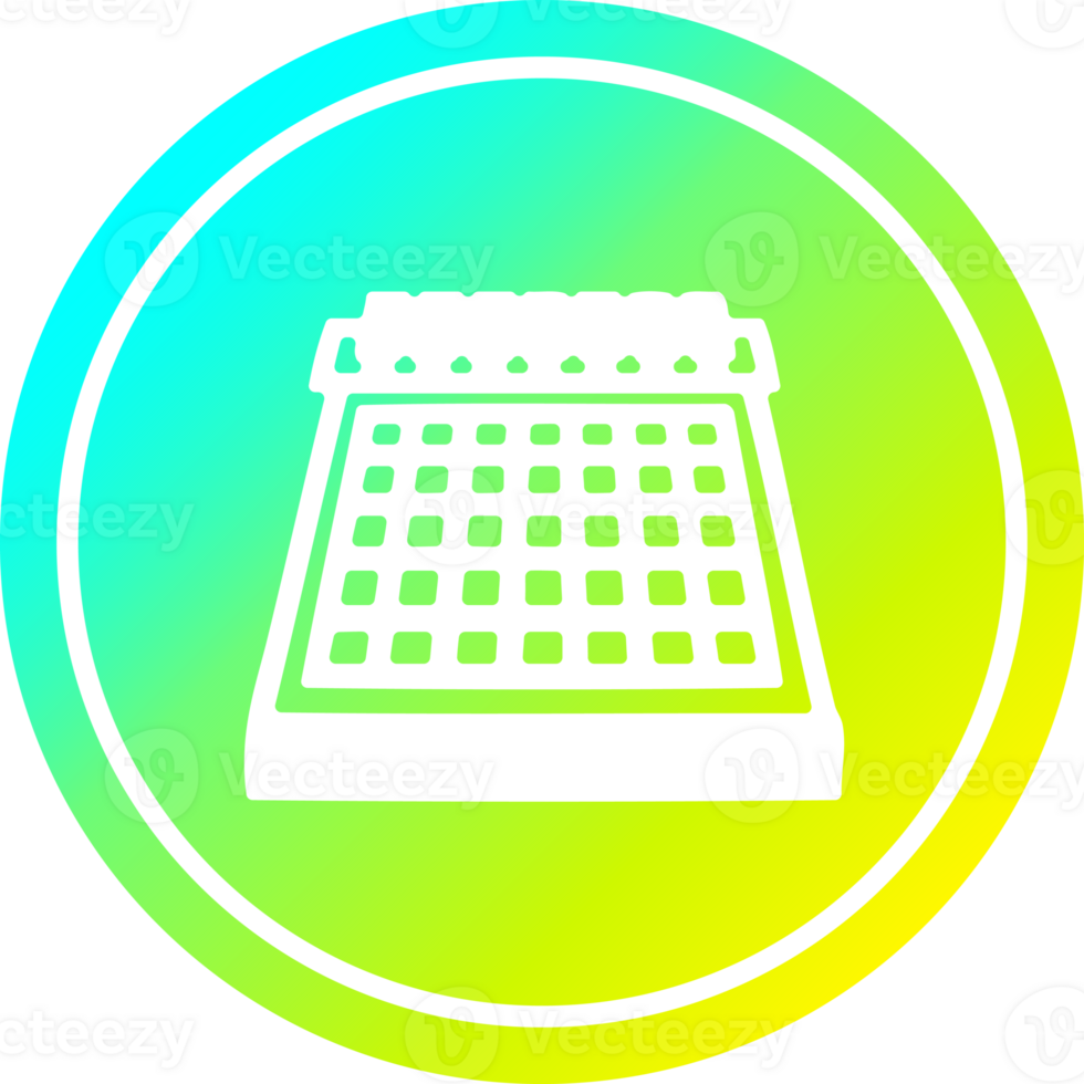 mensuel calendrier circulaire icône avec cool pente terminer png