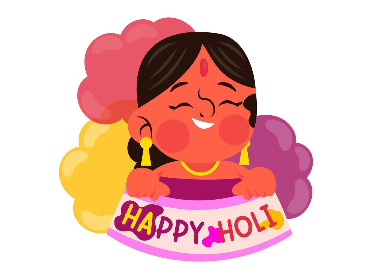 holi festival design with modern illustration concept style for celebration sticker illustration vector