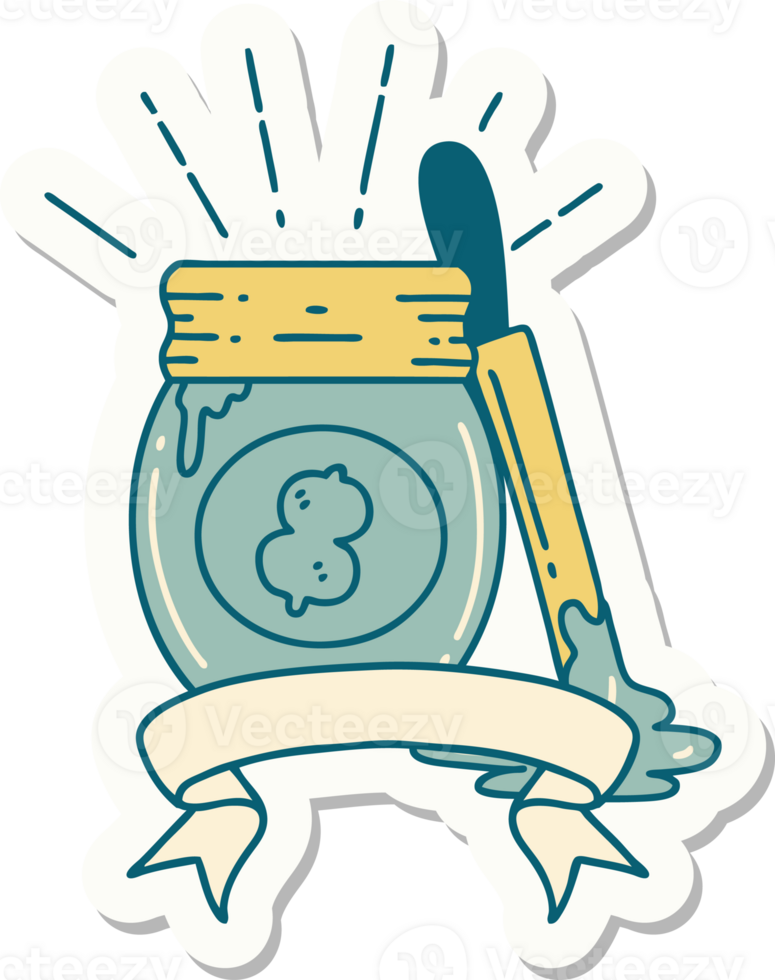 sticker of a tattoo style peanut butter png