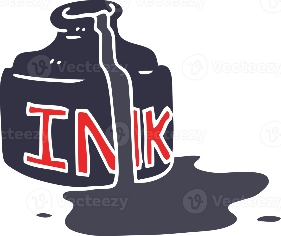 cartoon doodle spilled ink bottle png