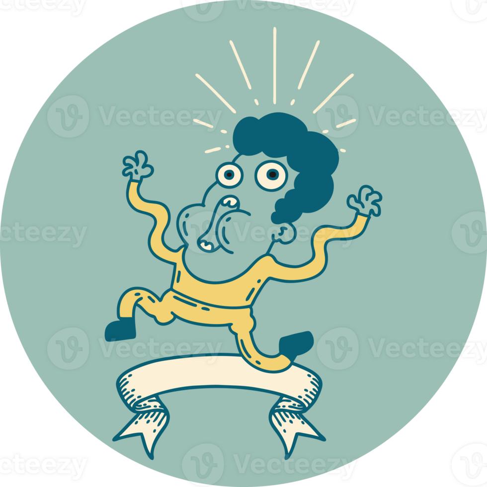 icon of a tattoo style frightened man png