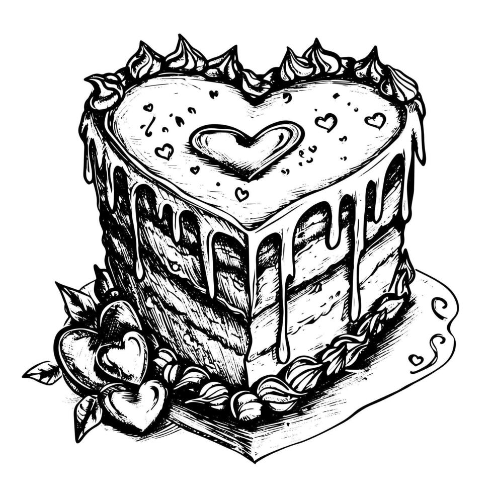 AI generated Doodle valentine cake hand drawn vector