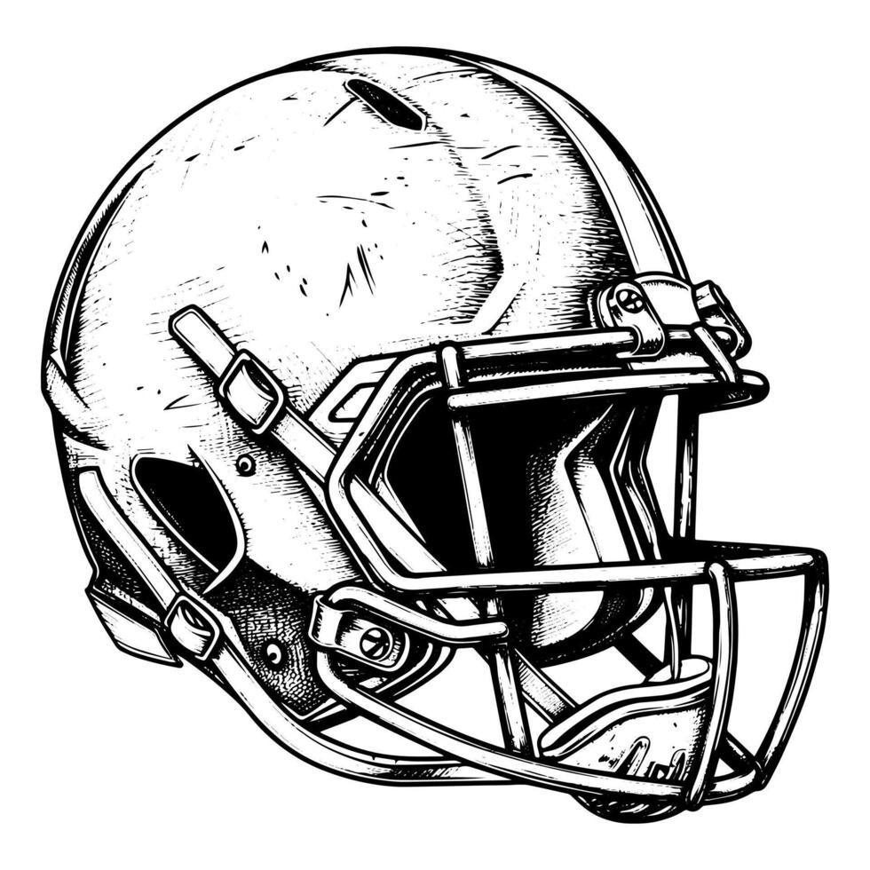 AI generated Football Helmet Logo Monochrome Sport Design, hand drawn sketch vector