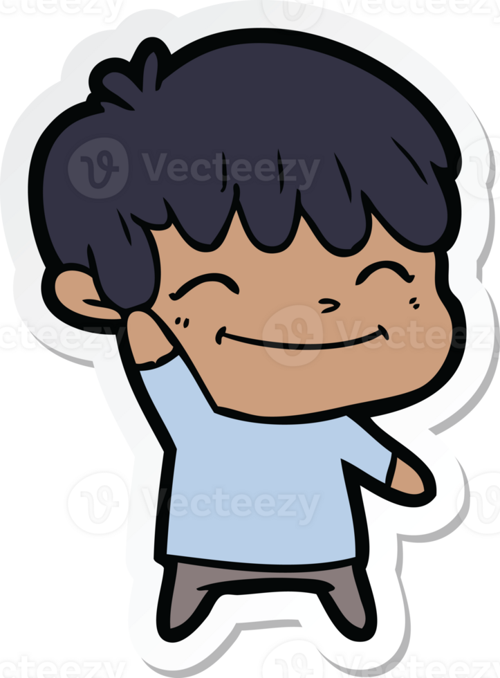 sticker of a happy cartoon boy png