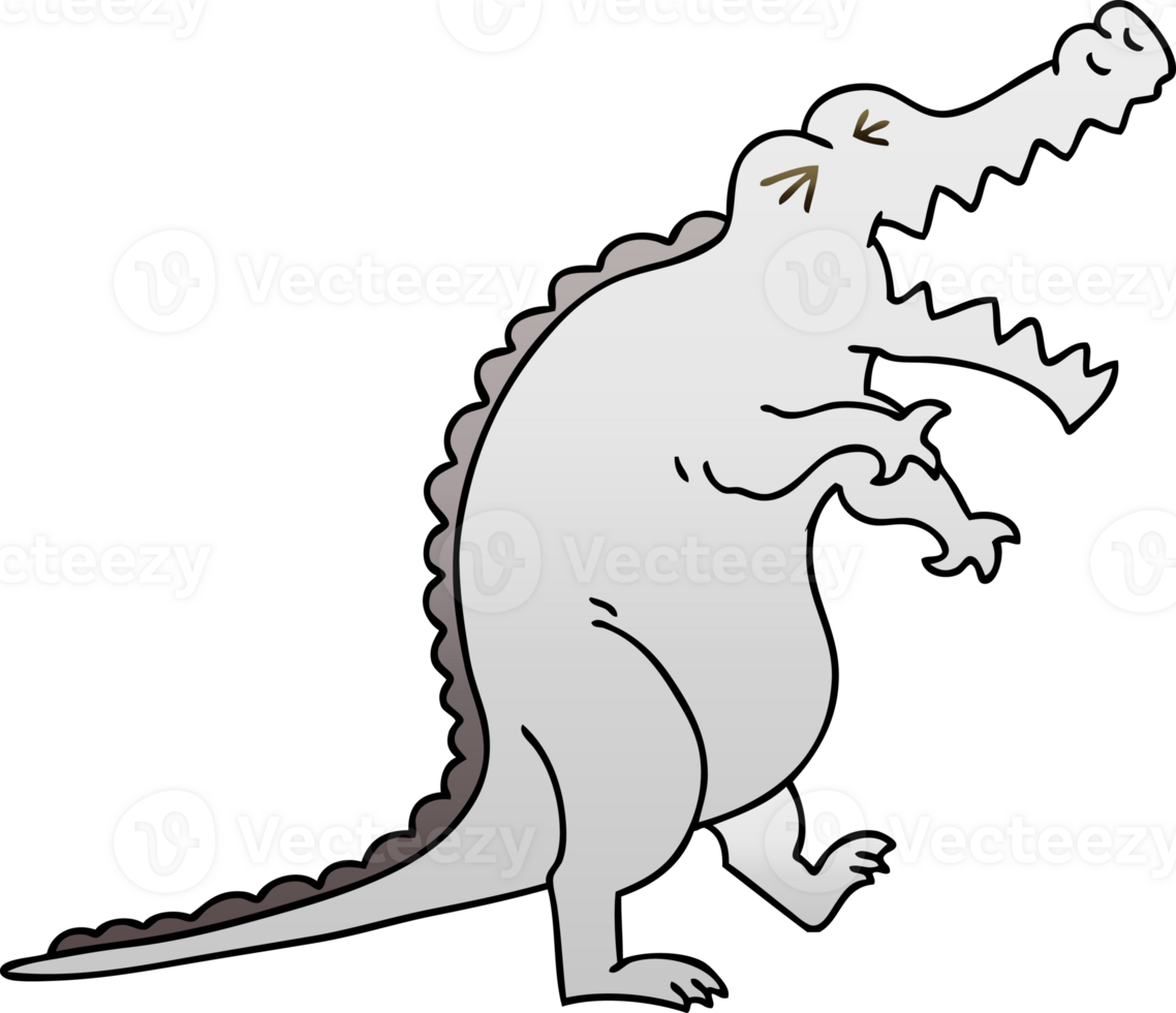 gradient shaded quirky cartoon crocodile png