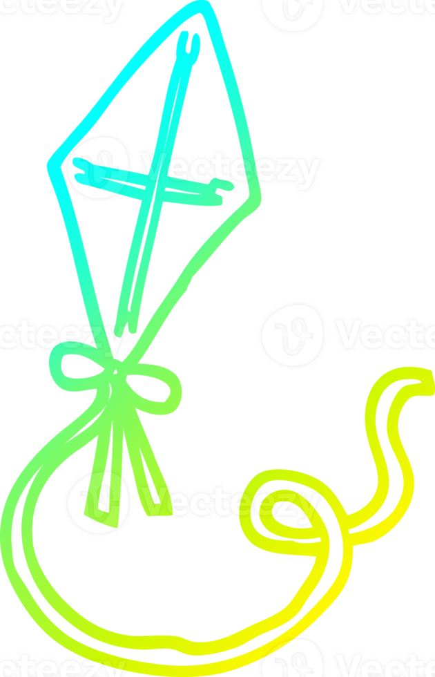 cold gradient line drawing of a cartoon kite png