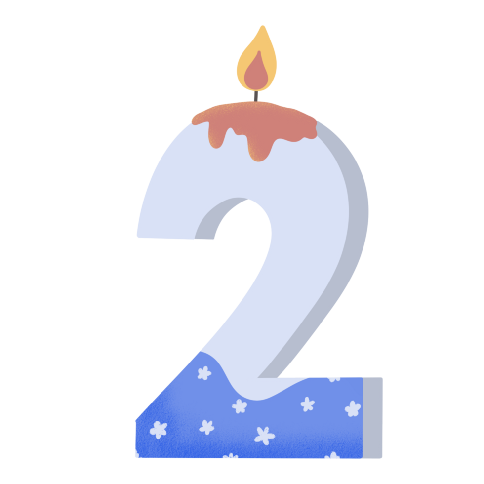 Birthday anniversary number 2 candle cake png