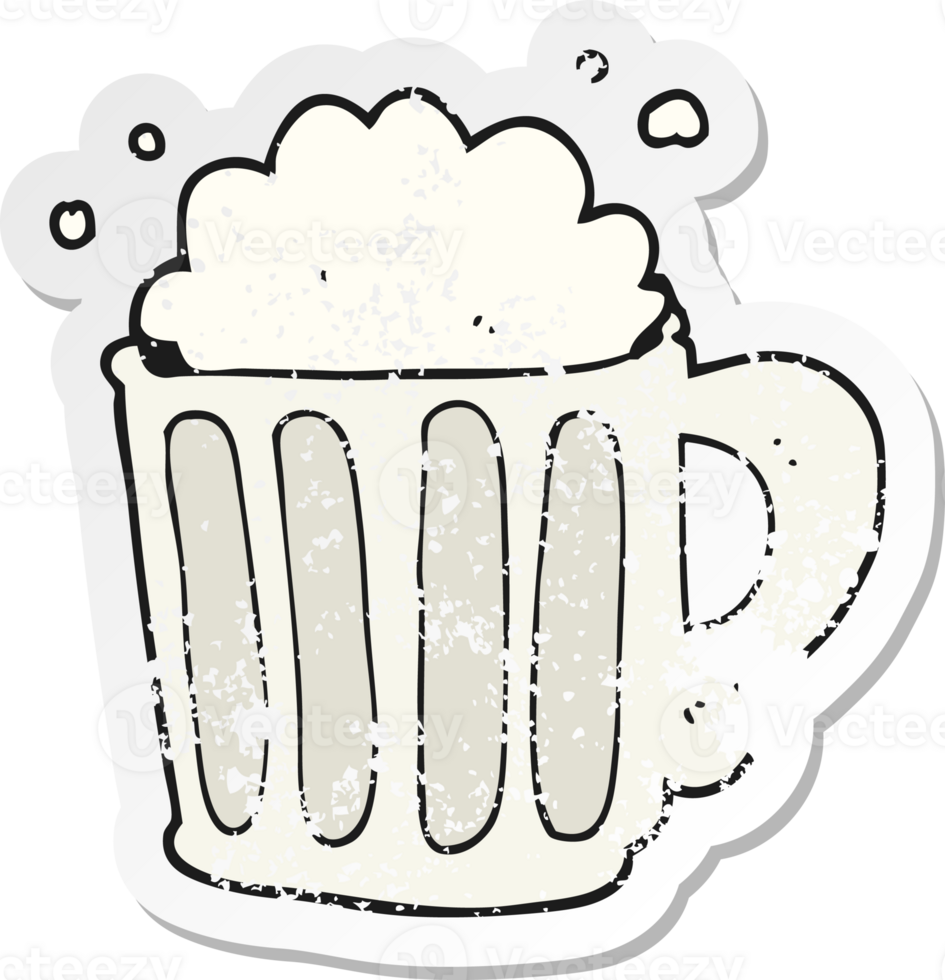 retro distressed sticker of a cartoon beer png