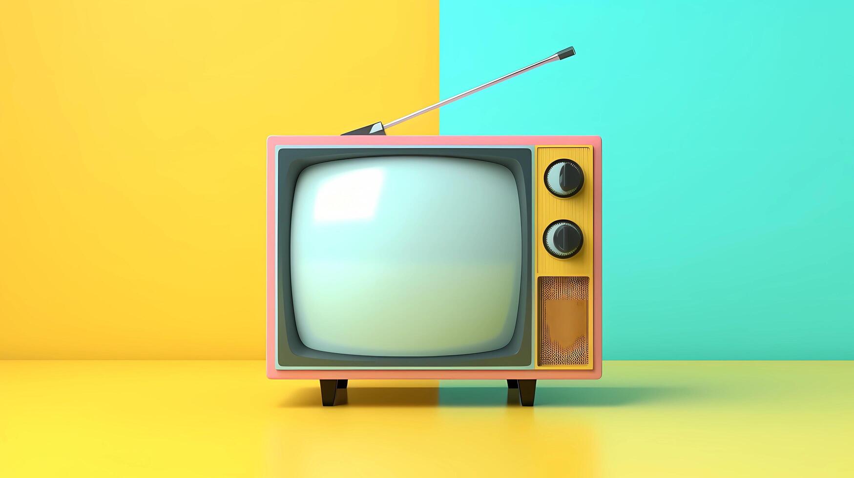 ai generado realista blanco pantalla retro televisión foto