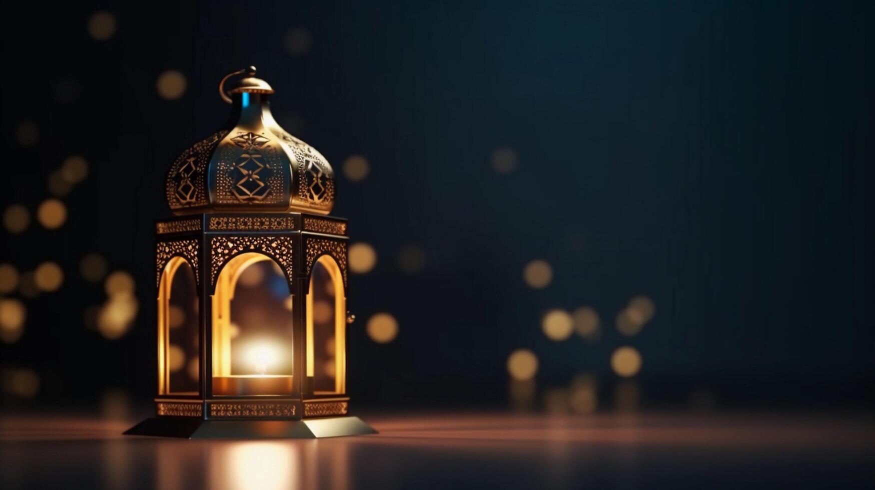 AI generated Realistic Islamic Background With Decorative Lantern photo