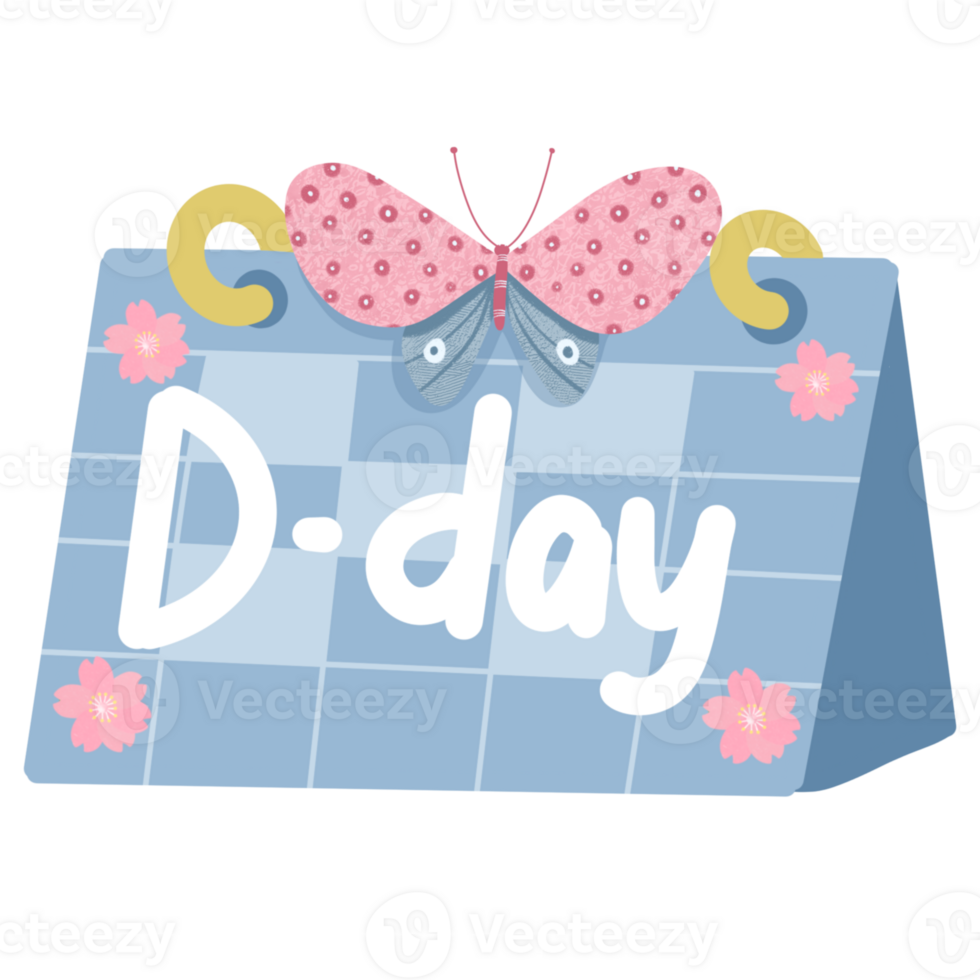 Cute d Day calendar illustration png