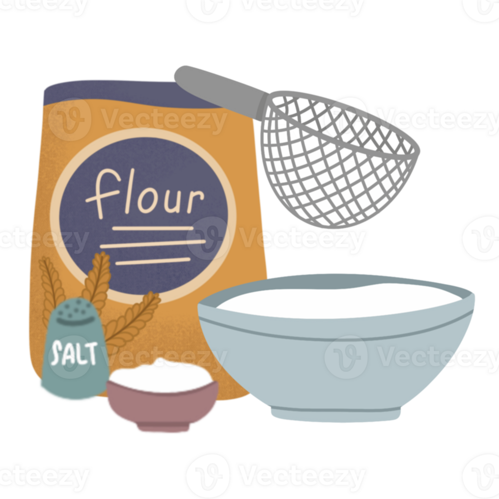 farinha e sal ingredientes para cozinhando panquecas png