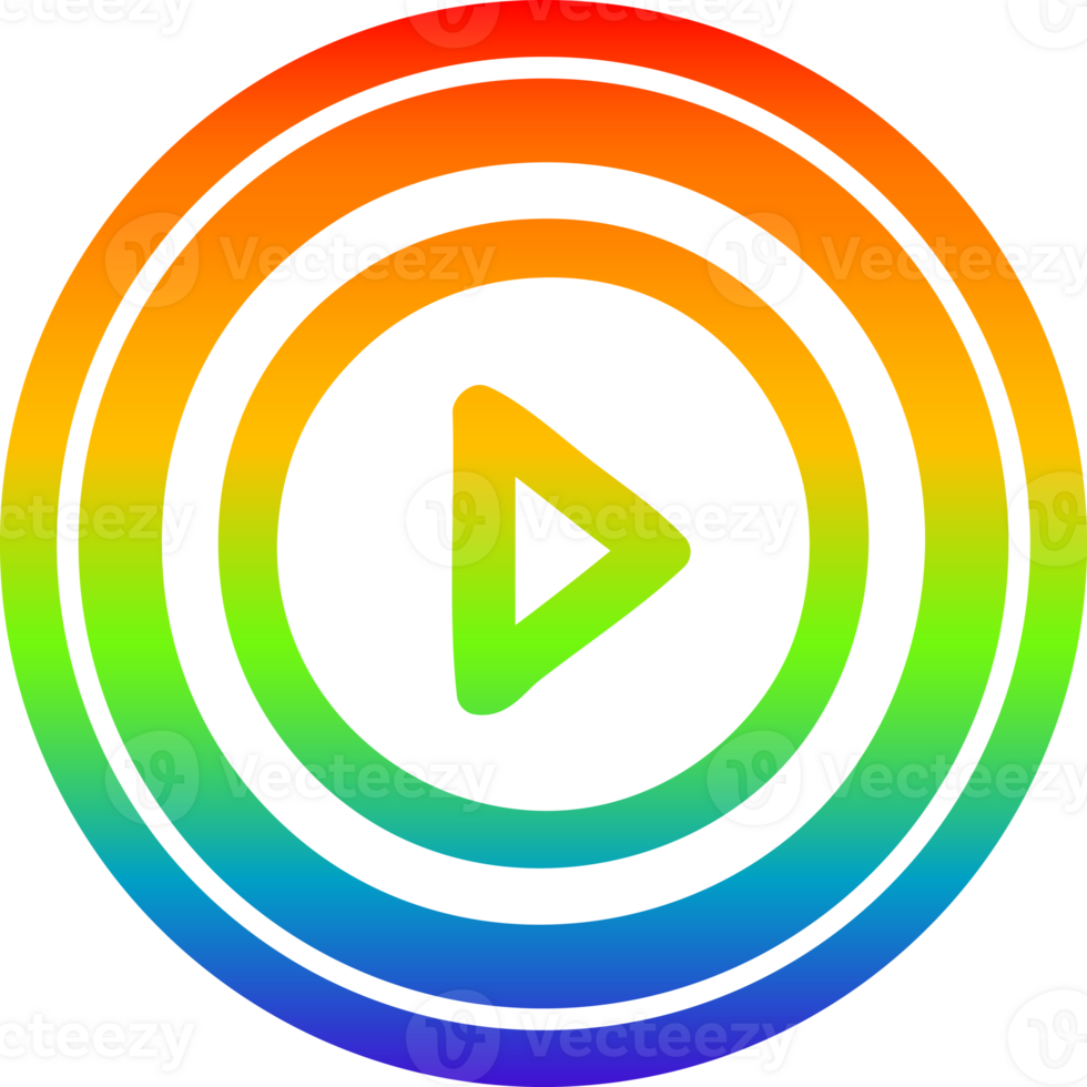 play button circular icon with rainbow gradient finish png