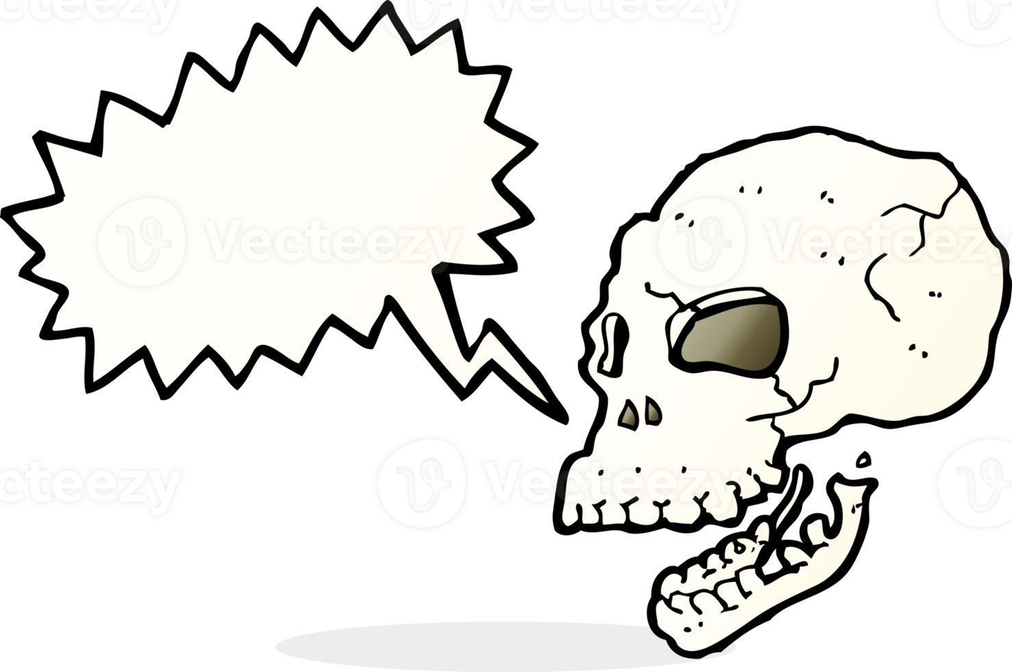 cartoon spooky skull with speech bubble png