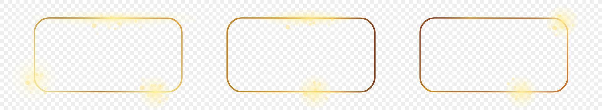 Gold glowing rounded rectangular frame vector