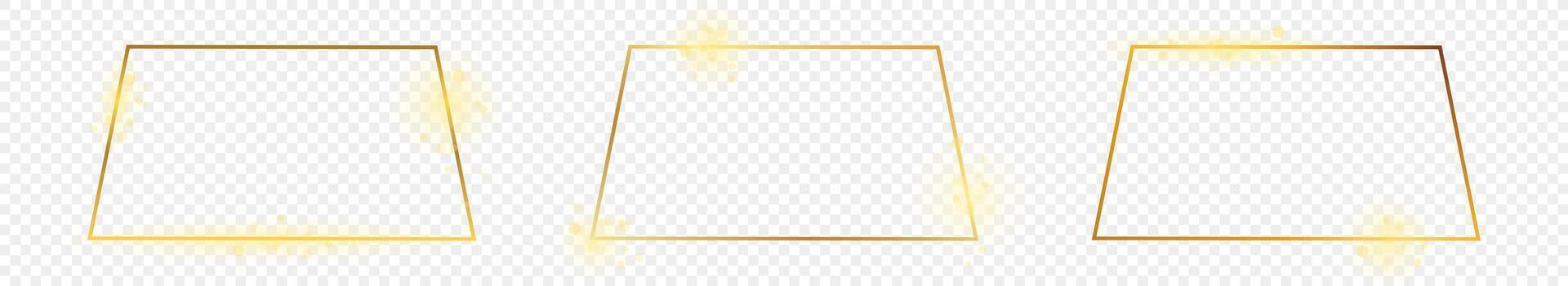 Gold glowing trapezoid shape frame vector