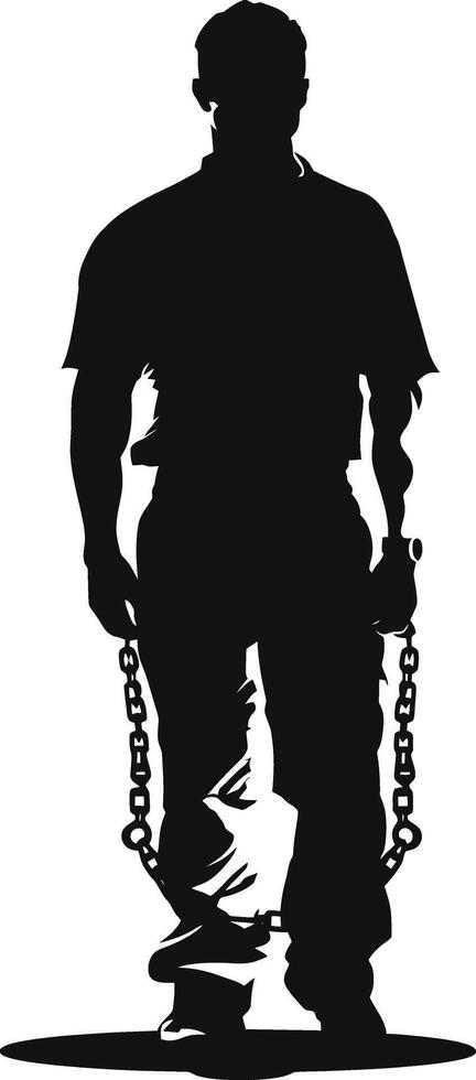 AI generated Silhouette prisoner black color only full body vector