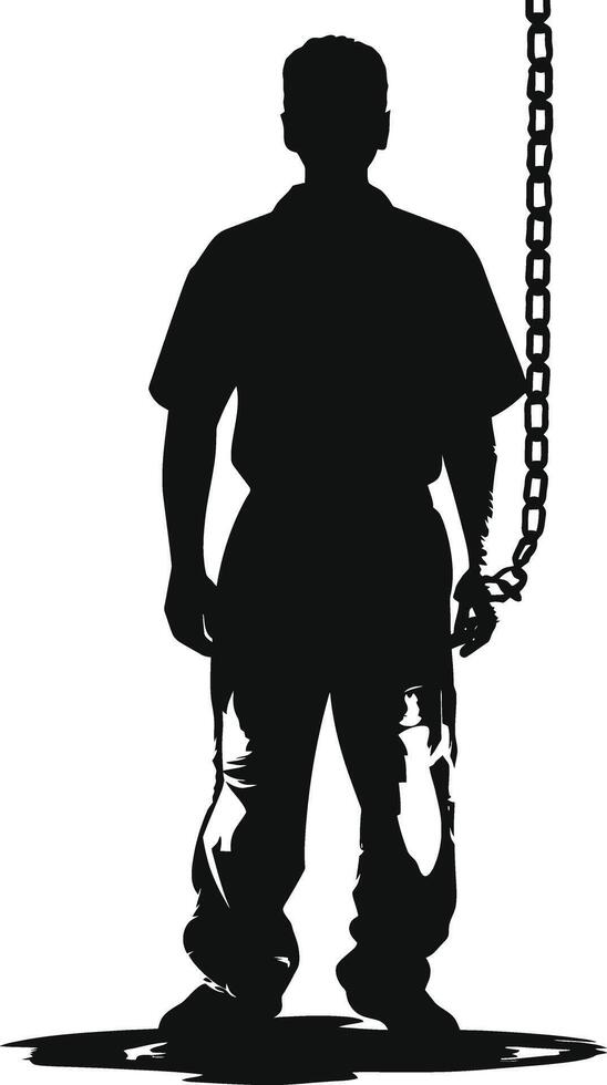 AI generated Silhouette prisoner black color only full body vector