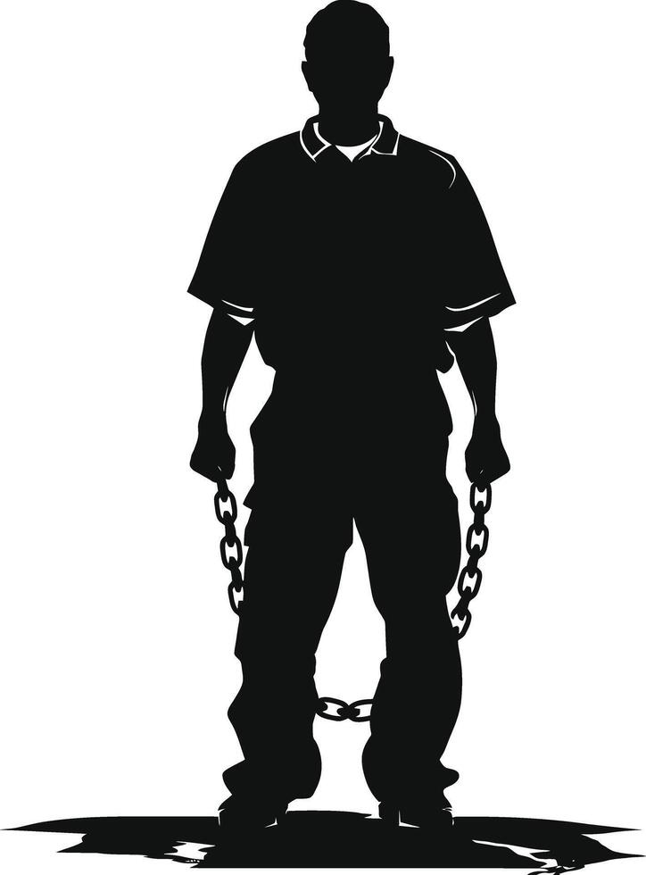 AI generated Silhouette prisoner black color only full body vector