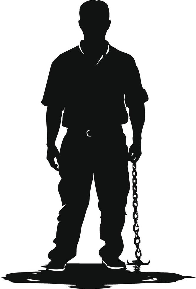AI generated Silhouette prisoner black color only full body vector