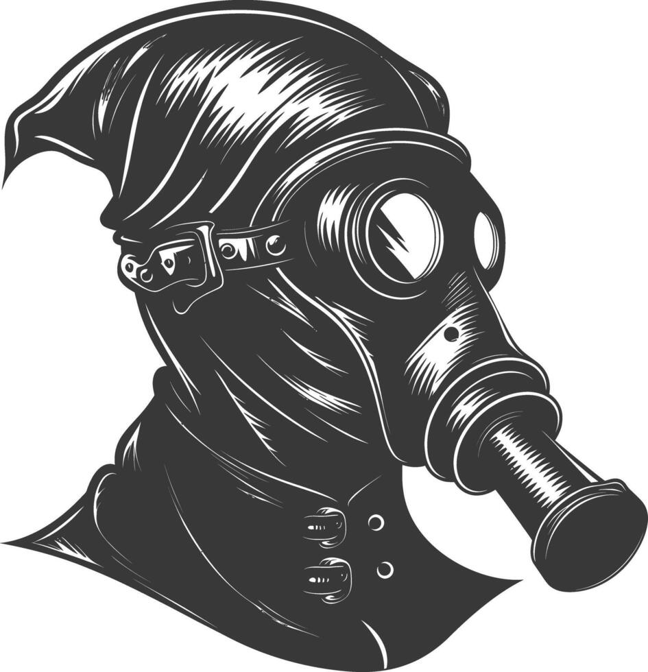 AI generated Silhouette plague mask black color only full vector