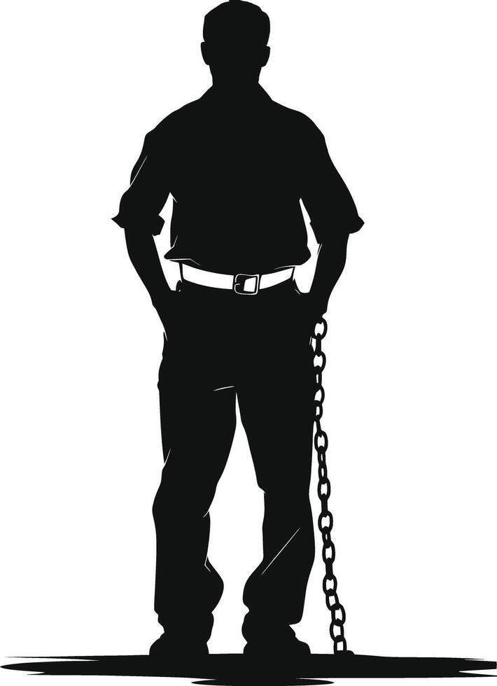AI generated Silhouette prisoner black color only full body vector