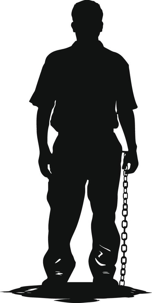 AI generated Silhouette prisoner black color only full body vector