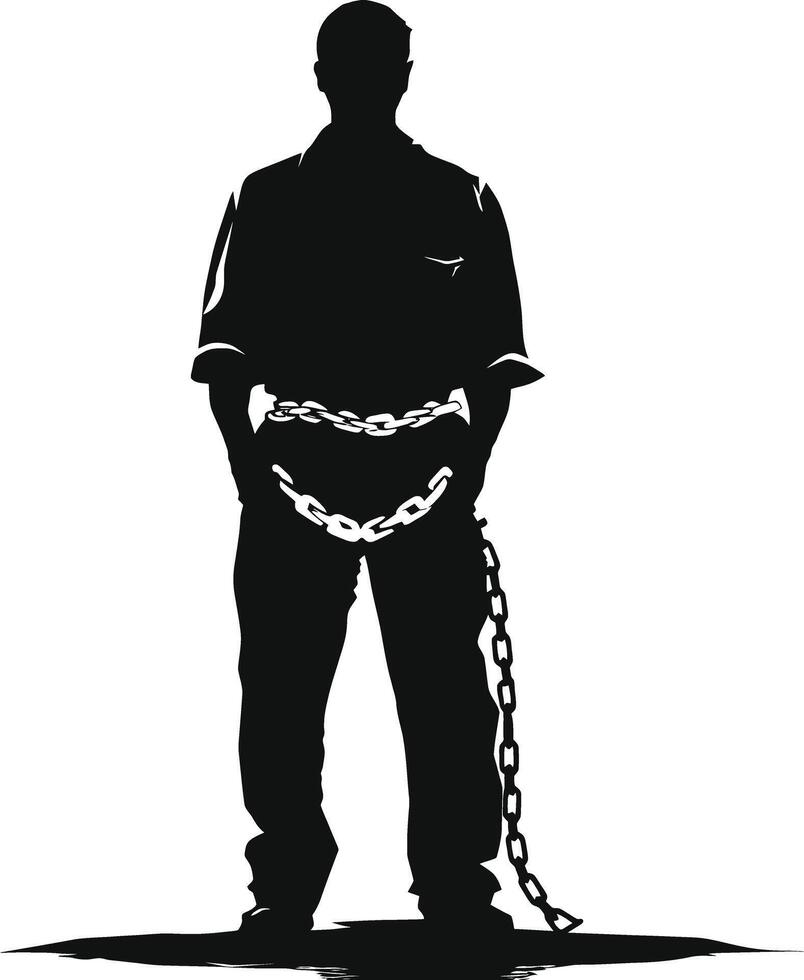 AI generated Silhouette prisoner black color only full body vector