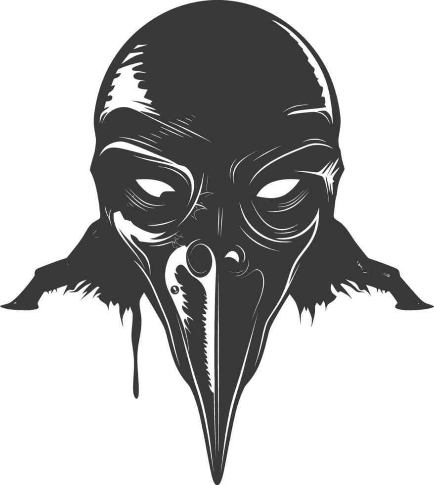 AI generated Silhouette plague mask black color only full vector