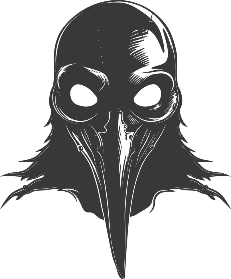 AI generated Silhouette plague mask black color only full vector