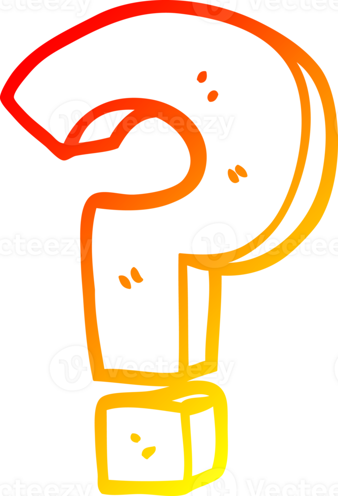 warm gradient line drawing of a cartoon question mark png