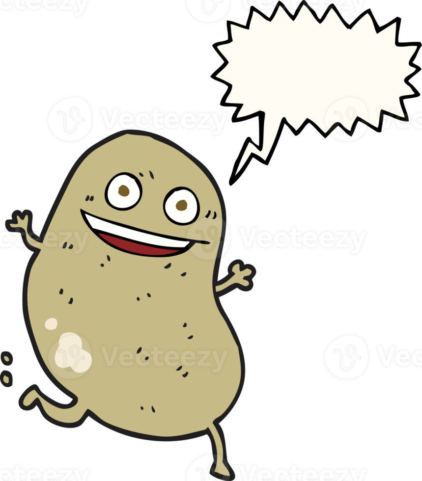 hand drawn speech bubble cartoon potato running png