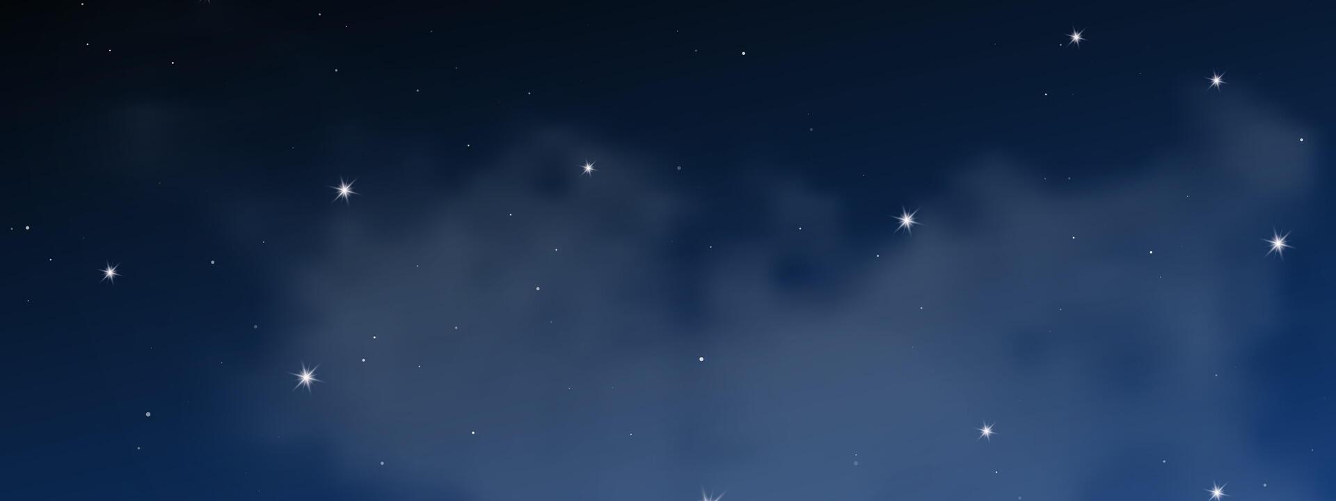 noche cielo con nubes y muchos estrellas vector