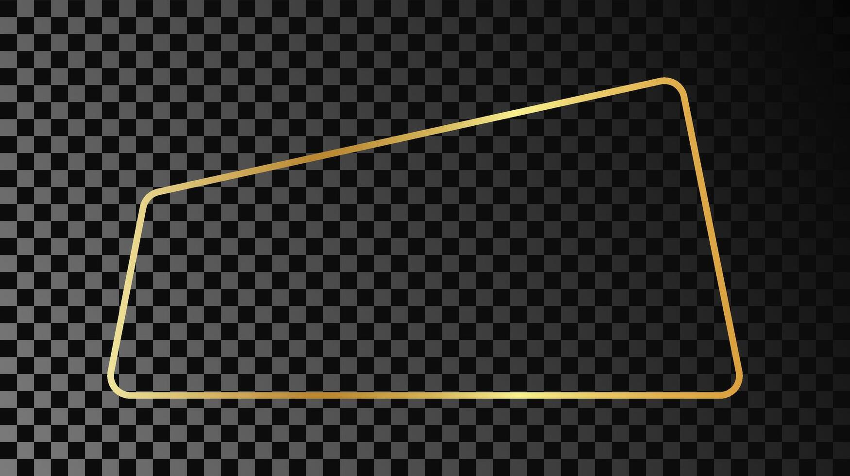 Gold glowing rounded trapezoid shape frame vector